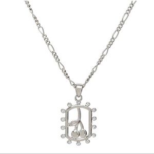 Luv Aj Cherry Dogtag Silver Necklace.